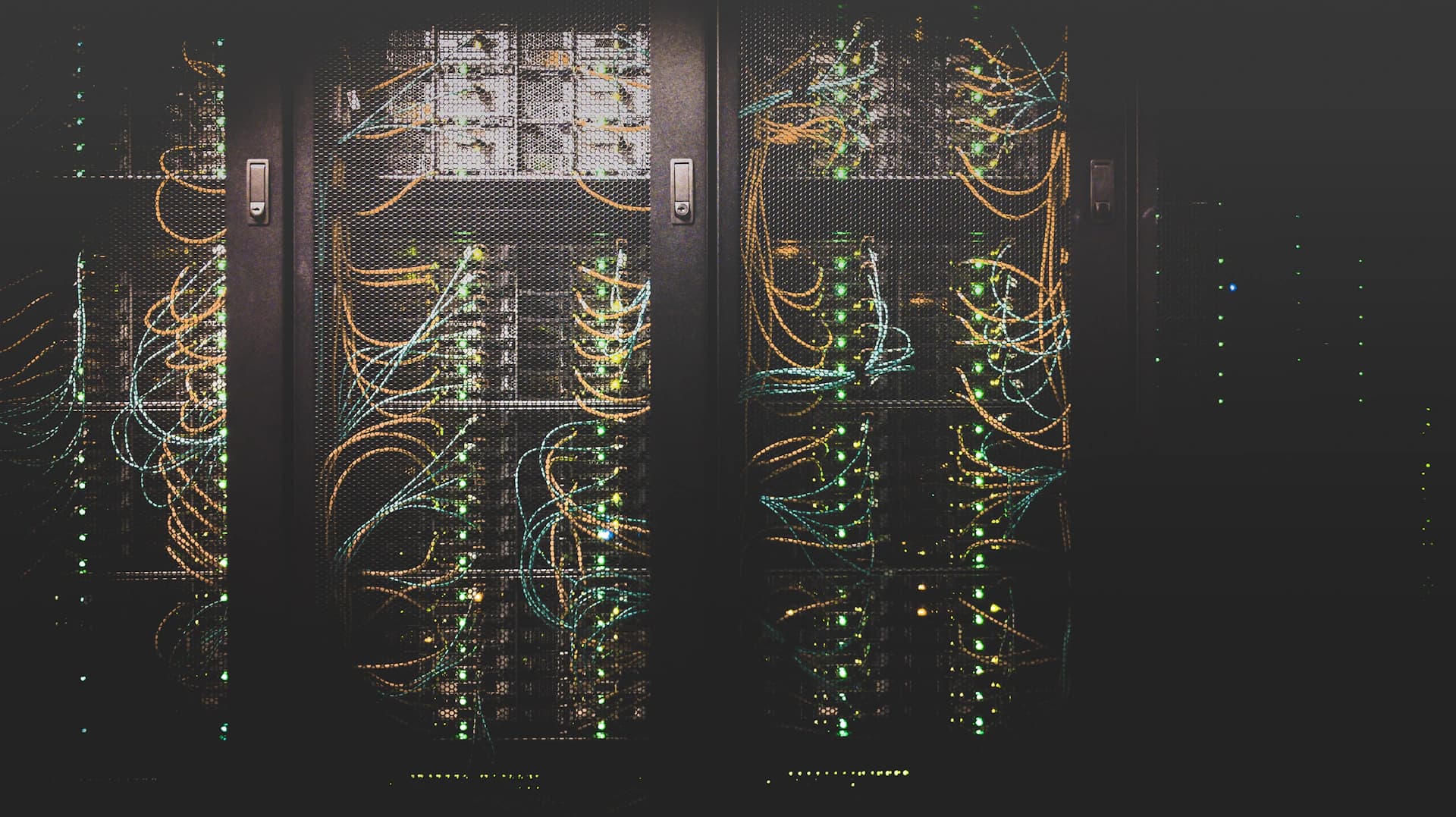 Server racks and network cables powering digital infrastructure